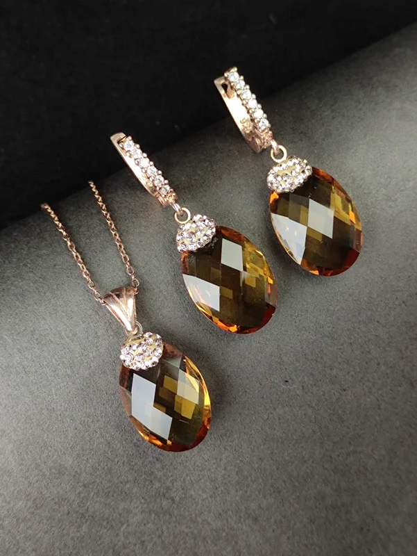 نیم ست نقره الکساندریت اصل فنسی تراش ابکاری رادیوم رزگلد