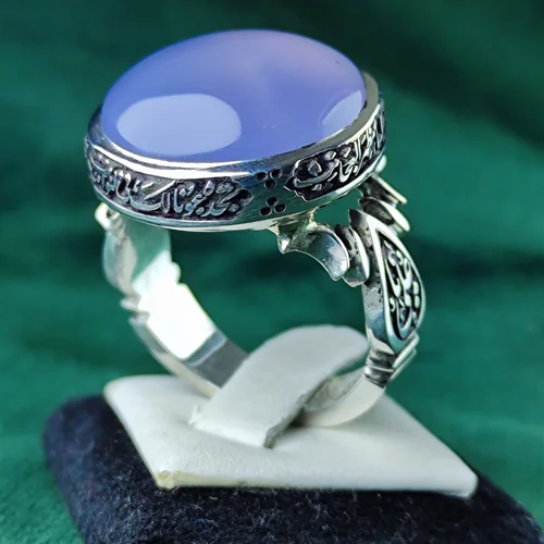 انگشترنقره عقیق کبود یمنی اصل رکاب صفوی دست ساز