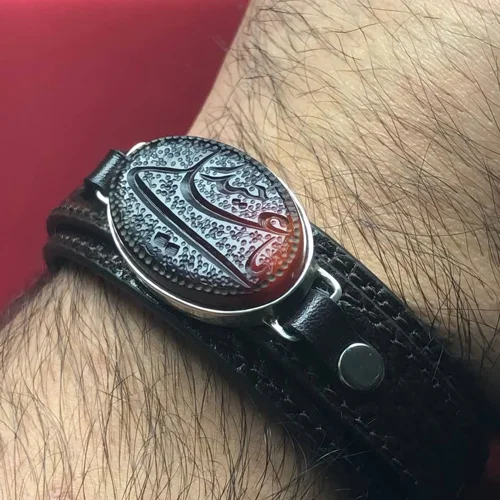 دستبند چرمی عقیق خراسانی اصل