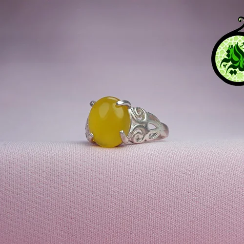 انگشترنقره عقیق زرد شرف الشمس اصل (دعای شرف الشمس) سایز۱۲×۱۰