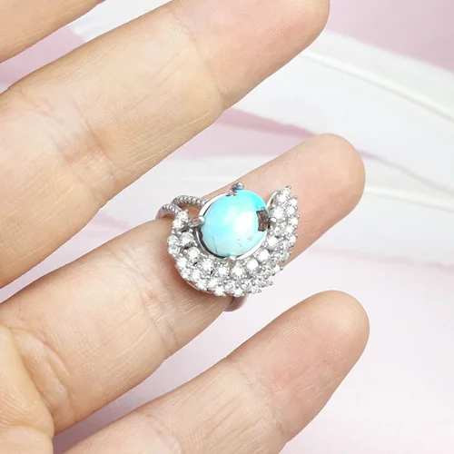 انگشترنقره فیروزه نیشابوری اصل روکش آب رادیوم