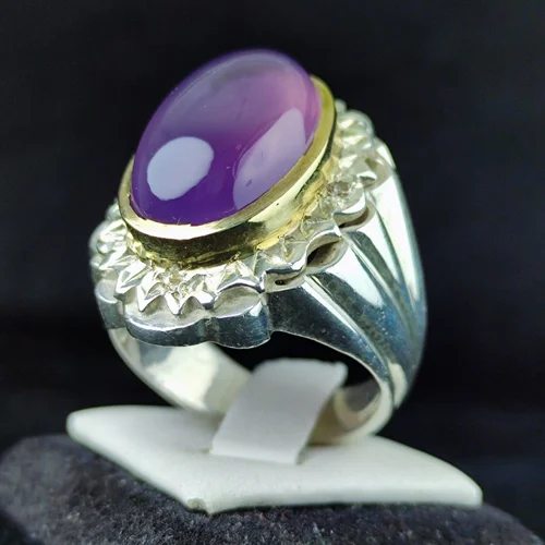 انگشترنقره عقیق سوسنی یمنی اصل مخراج کاری رکاب دست ساز