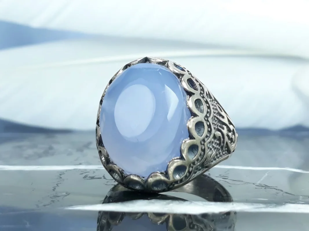 انگشتر نقره عقیق یمنی کبود الماس تراش