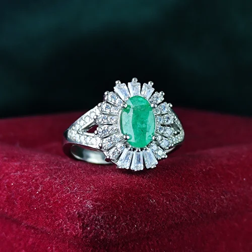 انگشتر نقره جواهری زمرد زامبیا اصلی زنانه