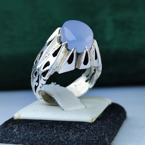 انگشتر نقره عقیق یمن کبود اصل رکاب فیلی چنگی دست ساز