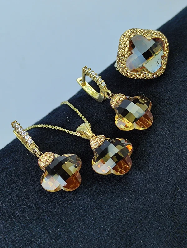 نیم ست نقره جواهری الکساندریت سه رنگ اصل