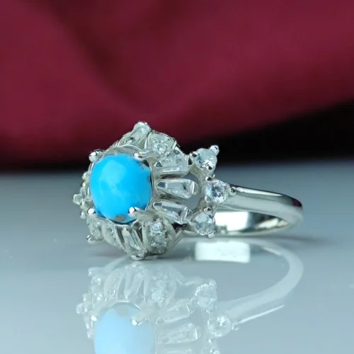 انگشتر نقره زنانه فیروزه نیشابور اصل رکاب آب رادیوم