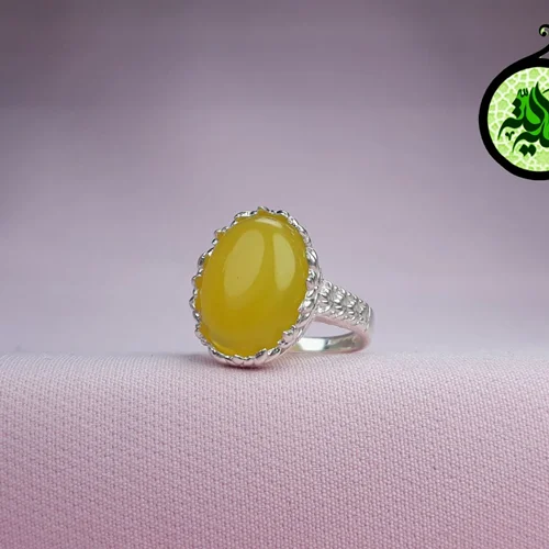 انگشترنقره عقیق زرد شرف الشمس اصل (دعای شرف الشمس) سایز۱۸×۱۳