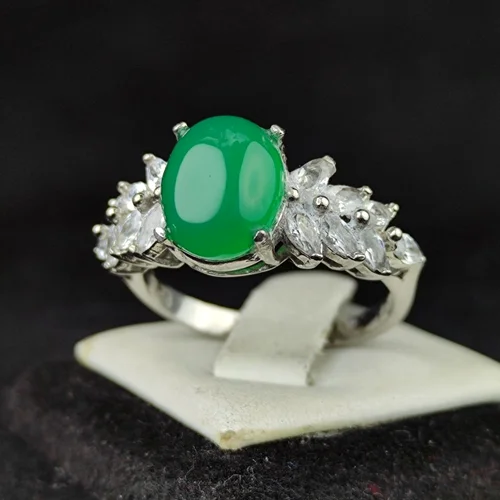 انگشترنقره جواهری عقیق سبز دامله تراش