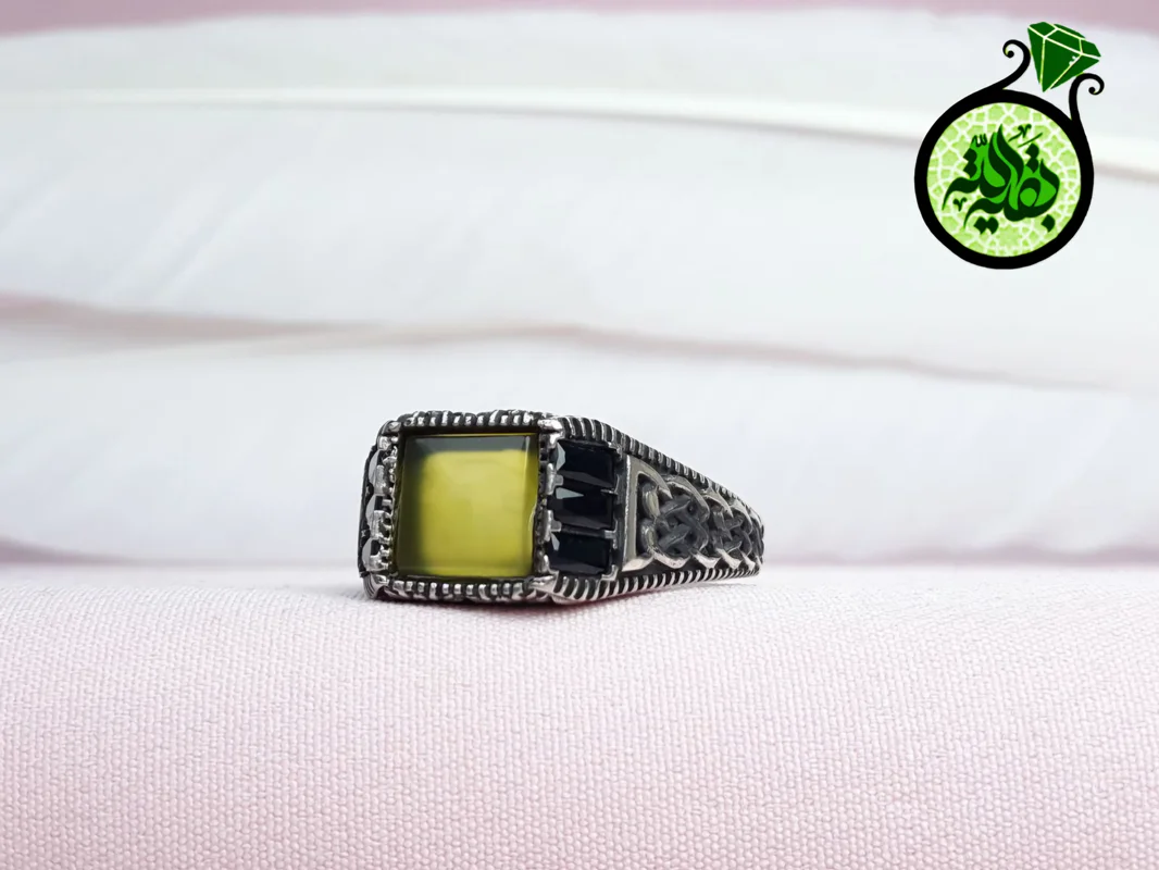 انگشترنقره عقیق زرد شرف الشمس اصل(دعای شرف الشمس)رکاب اسپرت