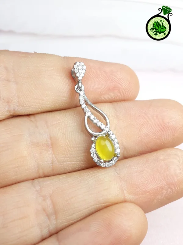 مدال نقره عقیق زرد شرف الشمس(دعای شرف الشمس)روکش آب رادیوم