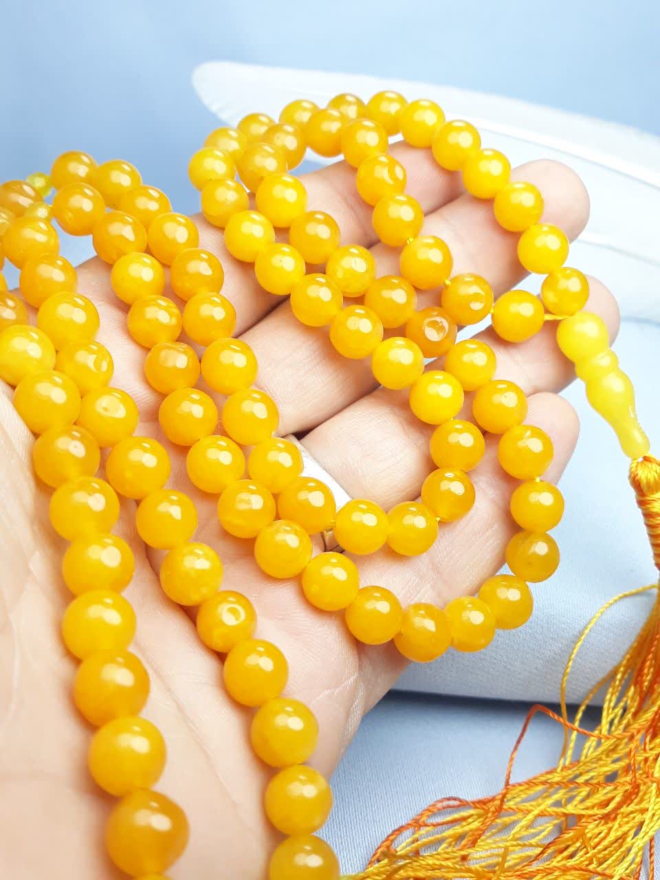 تسبیح عقیق زرد شرف الشمس اصل ۱۰۱ دانه