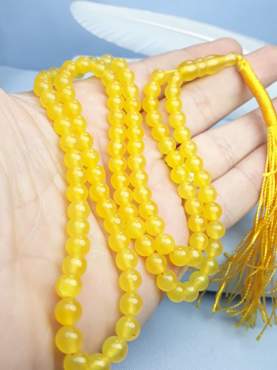 تسبیح عقیق زرد شرف الشمس اصل ۱۰۱ دانه