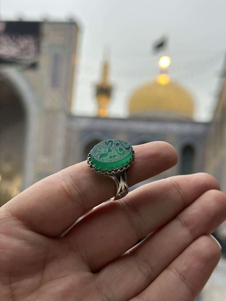 انگشترنقره عقیق سبز حکاکی یا فاطمه